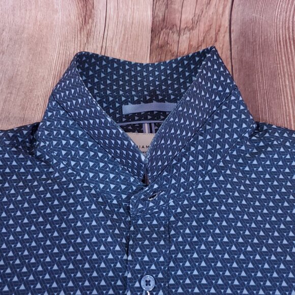 7 Diamonds Mens Large 4 Way Stretch Kyro Short Sleeve Shirt Geometric Triangle - Picture 7 of 16